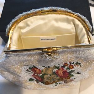Vintage Embroidered Floral Evening Purse Handbag